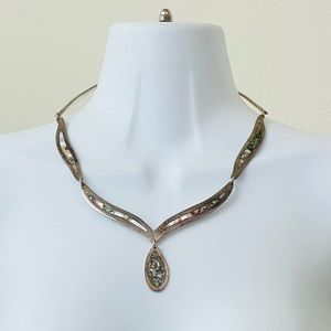 Vintage Silver Abalone Inlaid Necklace